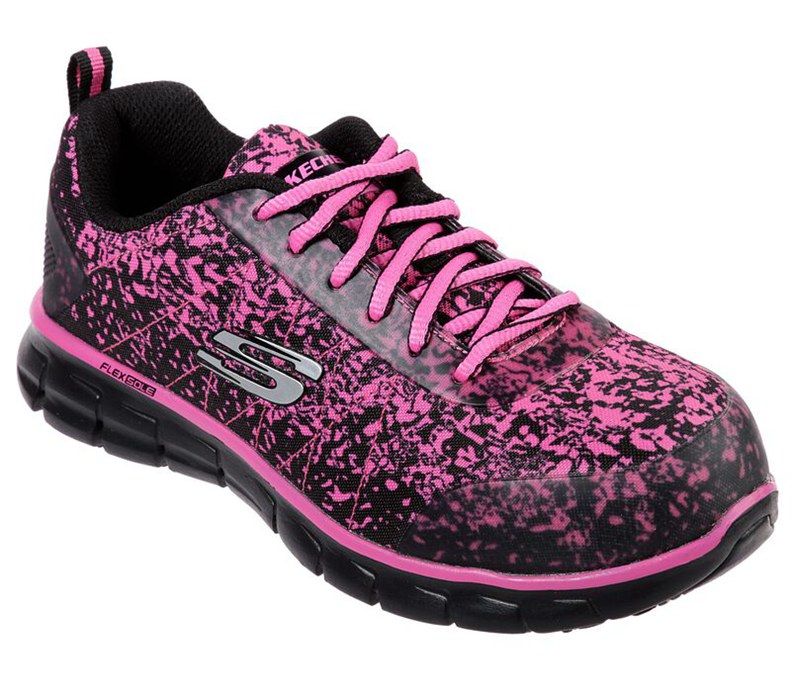 Skechers Sure Track - Flinser Alloy Toe - Womens Work Boots Black/Pink [AU-CB7401]